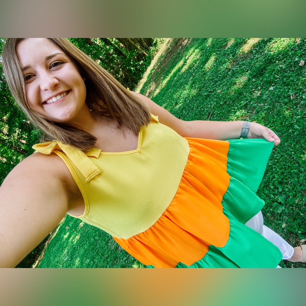 Haptics Color Block Ruffle Teared Tank Blouse - Picture 4 of 7